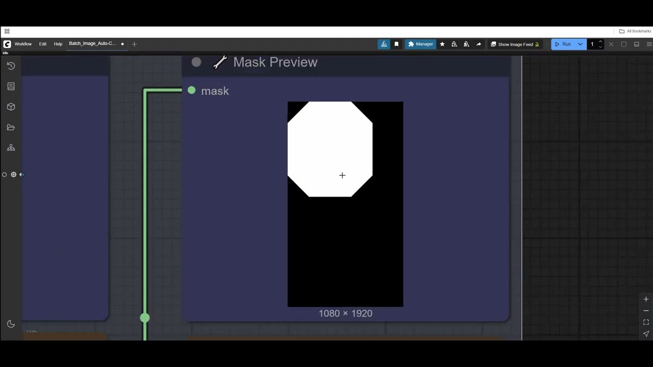 A mask preview showing the face box grown into a larger octagonal shape