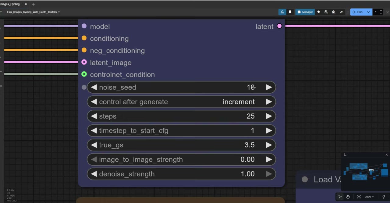 The XLabs Sampler node with the seed on increment and 25 steps