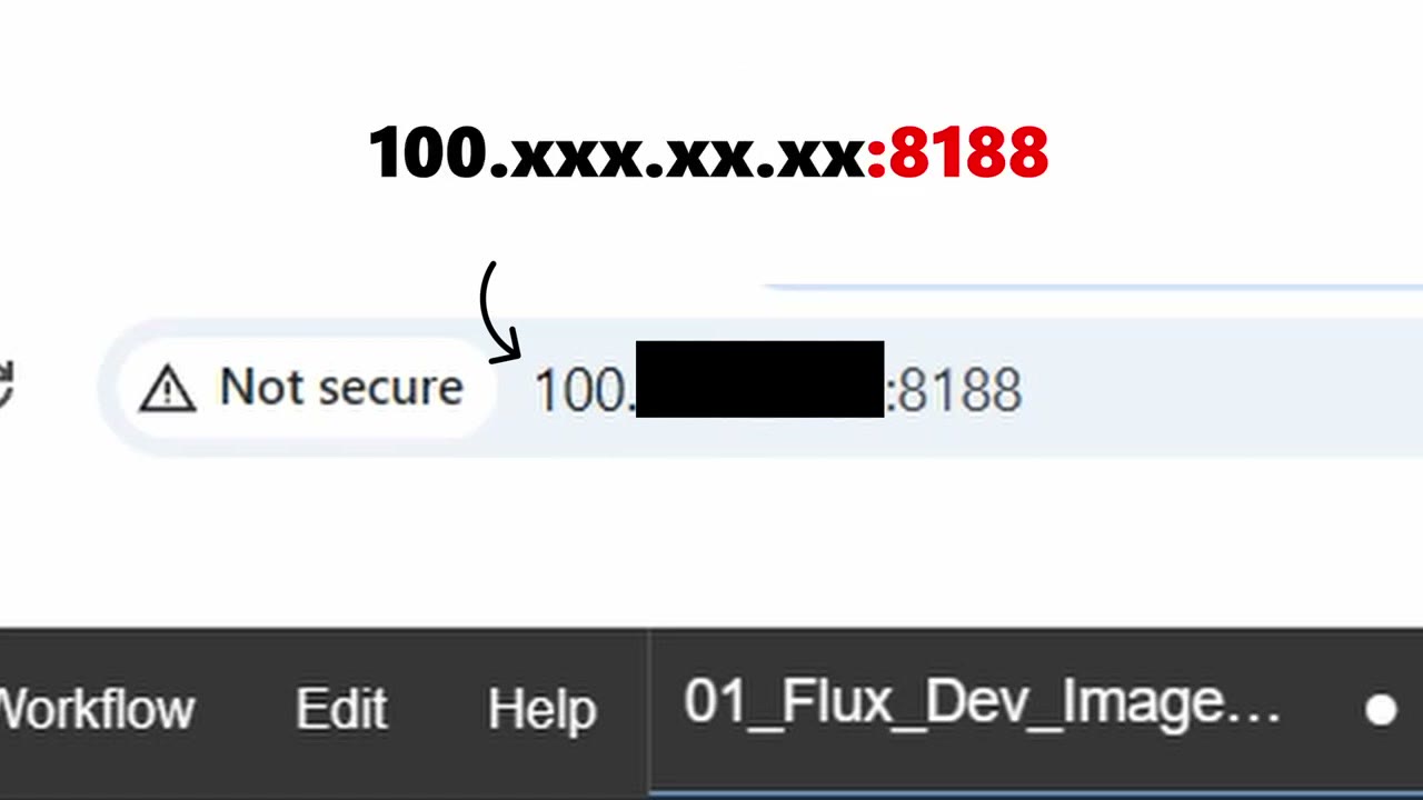 A browser address bar showing a 100.x Tailscale address with port 8188