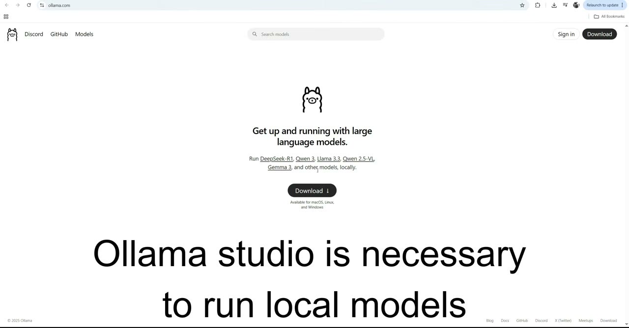 The Ollama download page