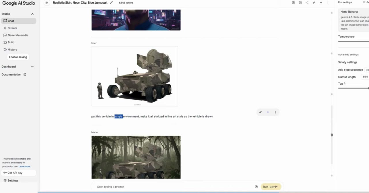 The concept tank placed in a desert environment with rock formations