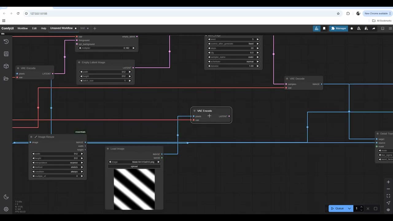 A light mask of diagonal black and white stripes loaded into the workflow