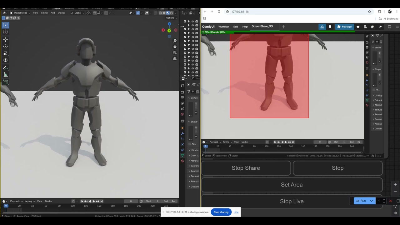 A single soldier blockout in Blender set up for a portrait capture