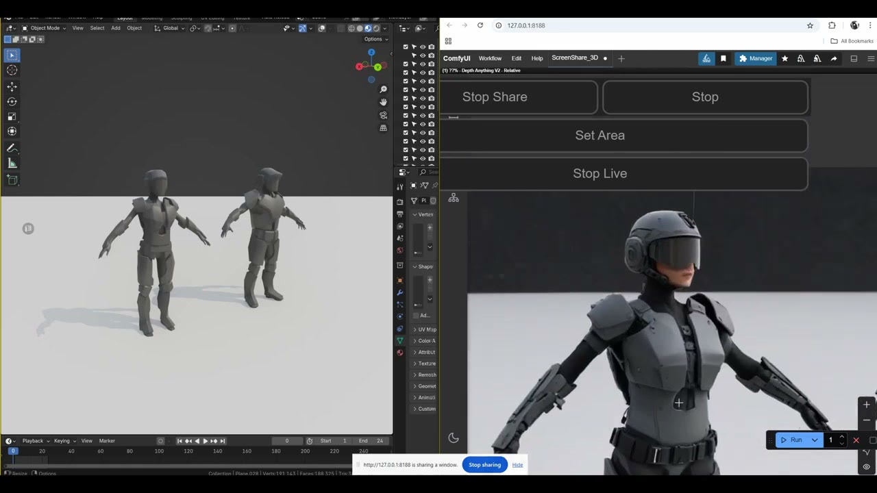 Two blockout soldiers in Blender rendered as armoured sci-fi soldiers