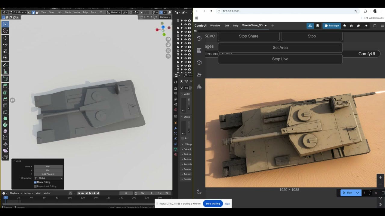 The tank viewed from above, rendered more like a sci-fi vehicle