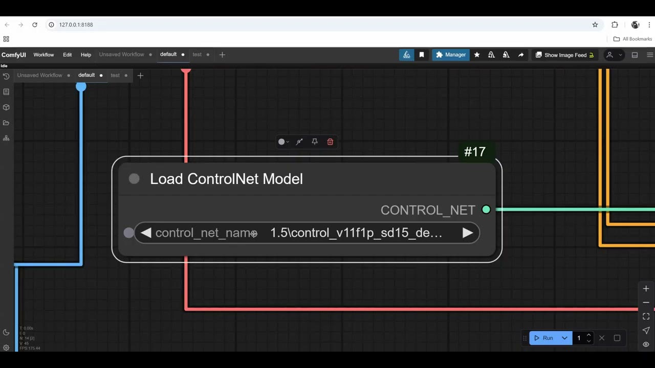 The Load ControlNet Model node with an SDXL depth ControlNet selected